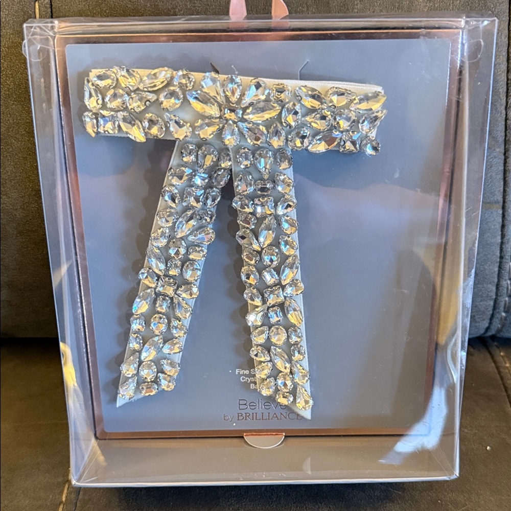 Crystal Jeweled Bow Barrett - Clear Rhinestone Accent
